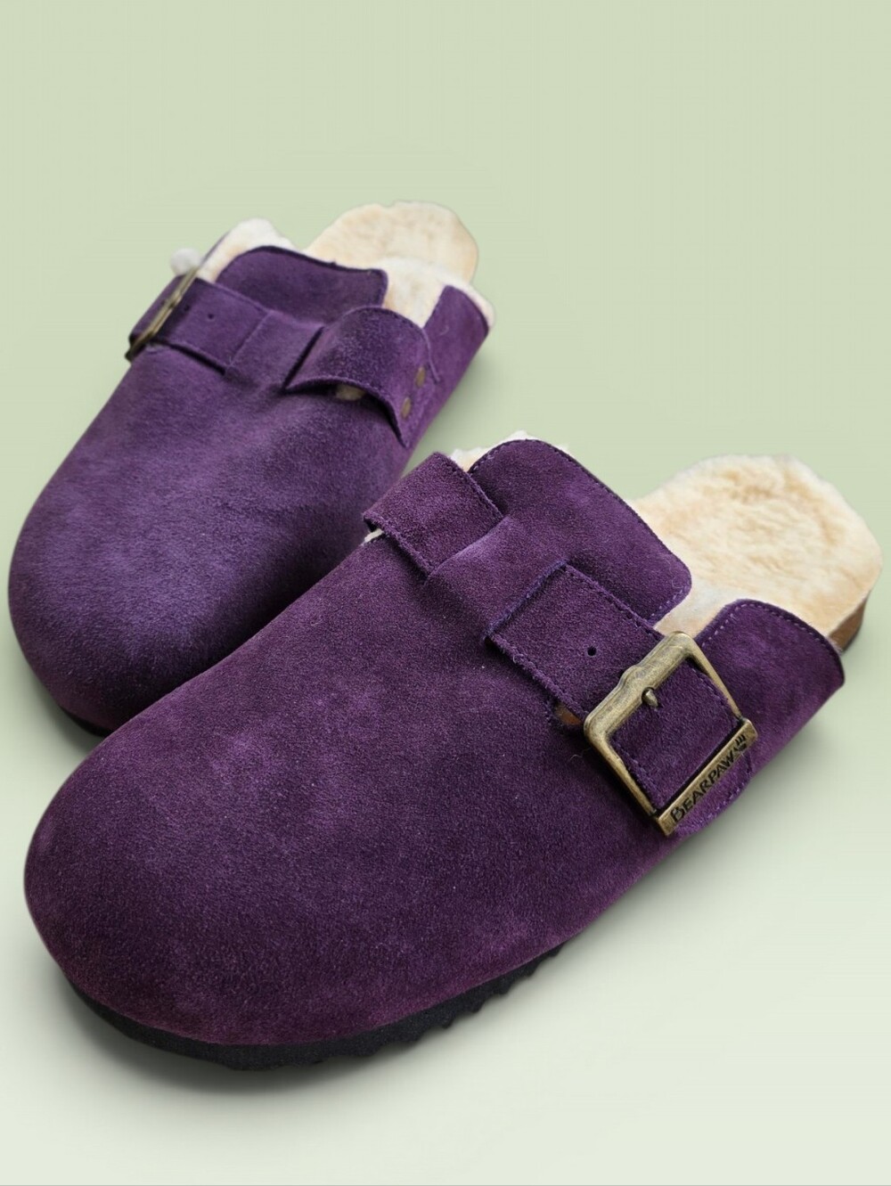 Slipper Clog Slip-on Womans Learher Wool Shoe